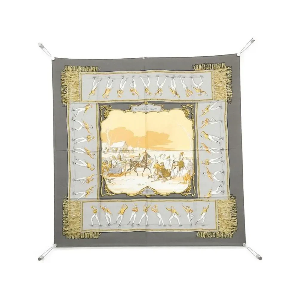 Hermes LES PLAISIRS DU FROID Silk Scarf